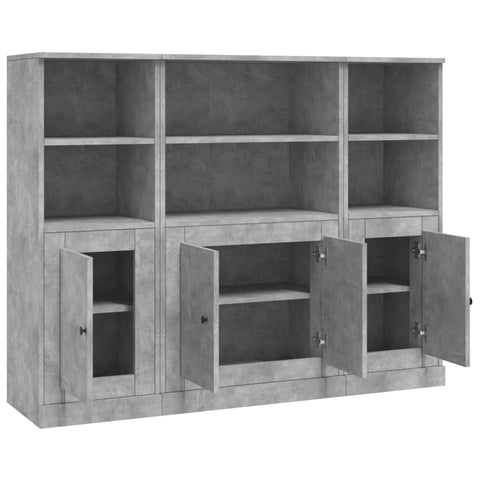 Highboards 3 Stk. Betongrau Holzwerkstoff