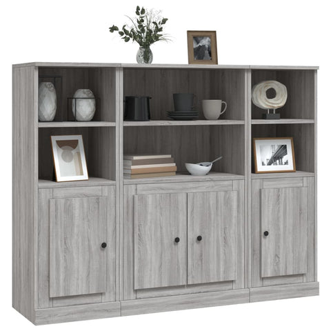 Highboards 3 Stk. Grau Sonoma Holzwerkstoff