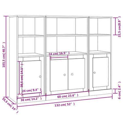 Highboards 3 Stk. Grau Sonoma Holzwerkstoff