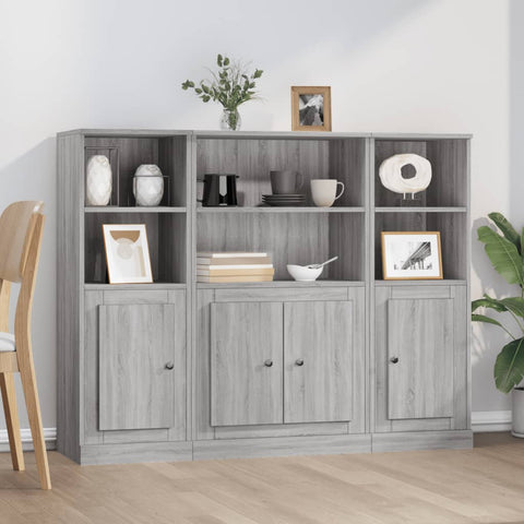 Highboards 3 Stk. Grau Sonoma Holzwerkstoff