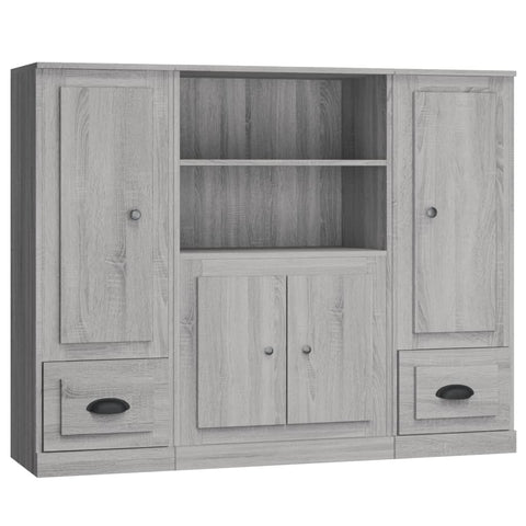 Highboards 3 Stk. Grau Sonoma Holzwerkstoff