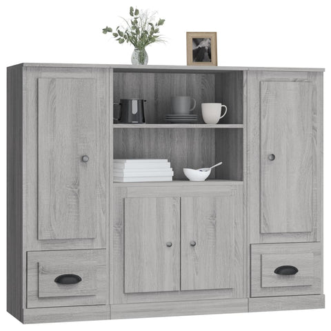 Highboards 3 Stk. Grau Sonoma Holzwerkstoff