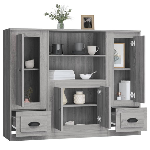 Highboards 3 Stk. Grau Sonoma Holzwerkstoff