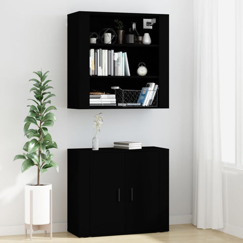 Highboard Schwarz Holzwerkstoff