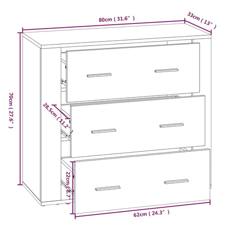 vidaXL Highboard Schwarz Holzwerkstoff