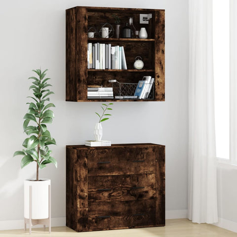 vidaXL Highboard Räuchereiche Holzwerkstoff