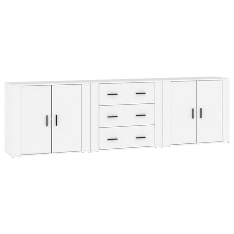 vidaXL Sideboards 3 Stk. Weiß Holzwerkstoff