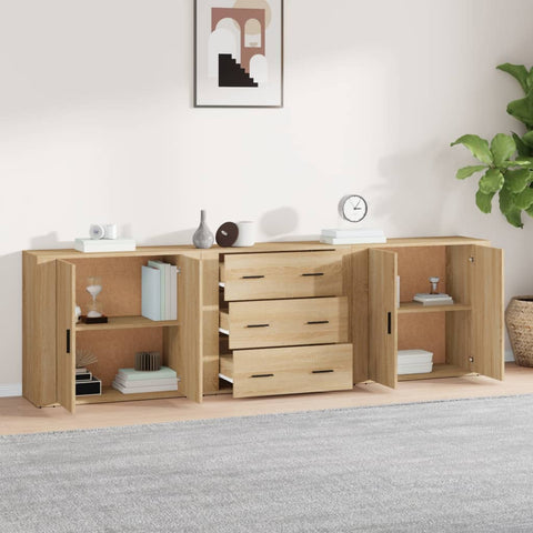 vidaXL Sideboards 3 Stk. Sonoma-Eiche Holzwerkstoff