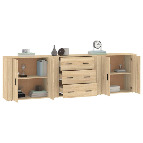 vidaXL Sideboards 3 Stk. Sonoma-Eiche Holzwerkstoff