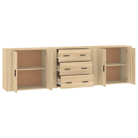 vidaXL Sideboards 3 Stk. Sonoma-Eiche Holzwerkstoff