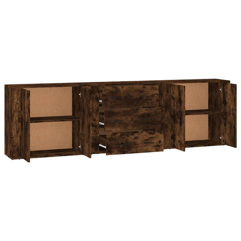 vidaXL Sideboards 3 Stk. Räuchereiche Holzwerkstoff