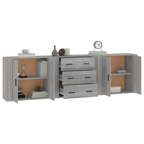 Sideboards 3 Stk. Grau Sonoma Holzwerkstoff