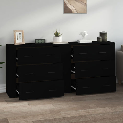 Sideboards 2 Stk. Schwarz Holzwerkstoff