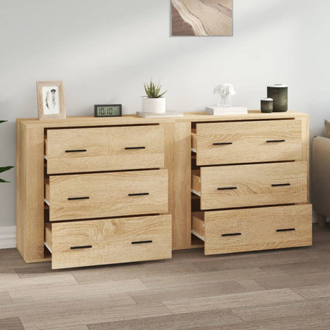 vidaXL Sideboards 2 Stk. Sonoma-Eiche Holzwerkstoff