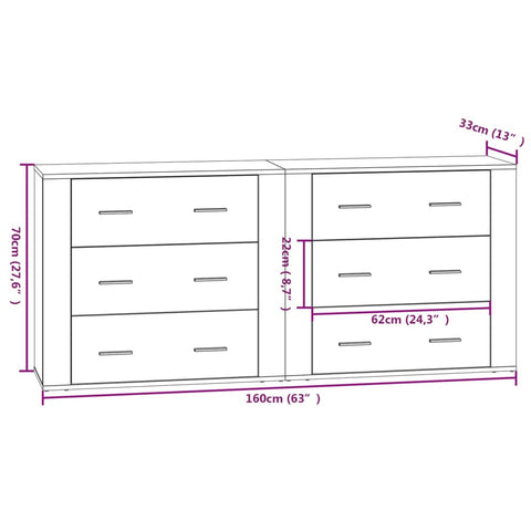 vidaXL Sideboards 2 Stk. Sonoma-Eiche Holzwerkstoff