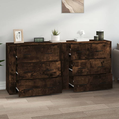 vidaXL Sideboards 2 Stk. Räuchereiche Holzwerkstoff