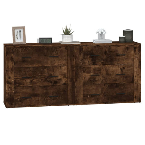 vidaXL Sideboards 2 Stk. Räuchereiche Holzwerkstoff