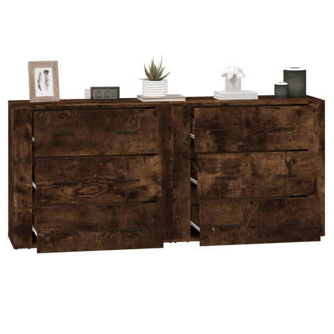 vidaXL Sideboards 2 Stk. Räuchereiche Holzwerkstoff