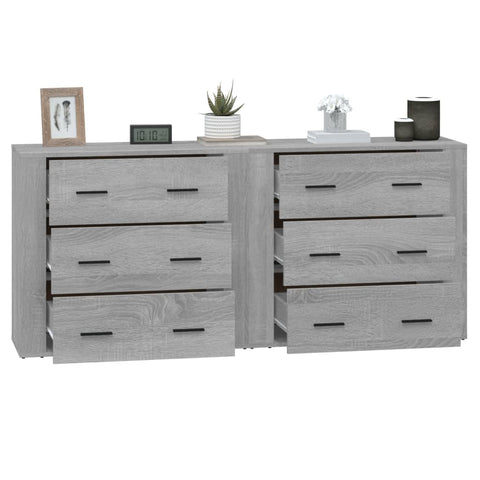 Sideboards 2 Stk. Grau Sonoma Holzwerkstoff