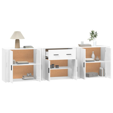 vidaXL Sideboards 3 Stk. Weiß Holzwerkstoff