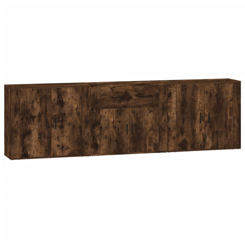 vidaXL Sideboards 3 Stk. Räuchereiche Holzwerkstoff