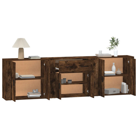 vidaXL Sideboards 3 Stk. Räuchereiche Holzwerkstoff