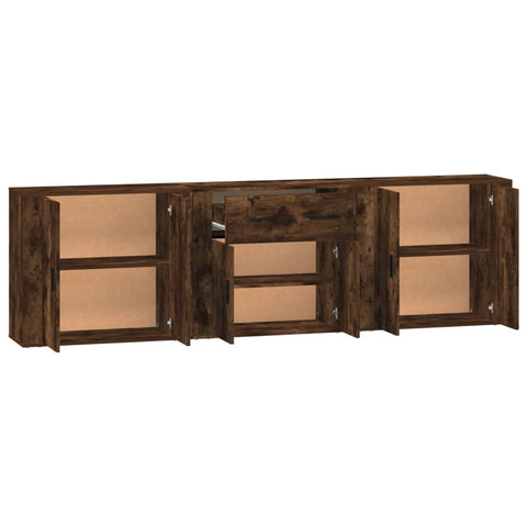 vidaXL Sideboards 3 Stk. Räuchereiche Holzwerkstoff