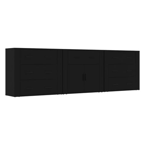 Sideboards 3 Stk. Schwarz Holzwerkstoff