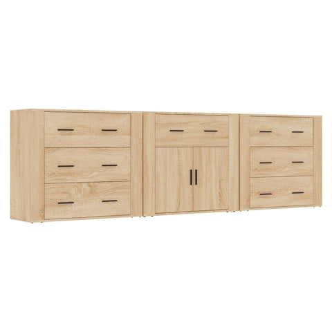 vidaXL Sideboards 3 Stk. Sonoma-Eiche Holzwerkstoff