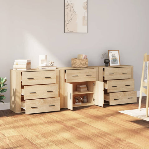 vidaXL Sideboards 3 Stk. Sonoma-Eiche Holzwerkstoff