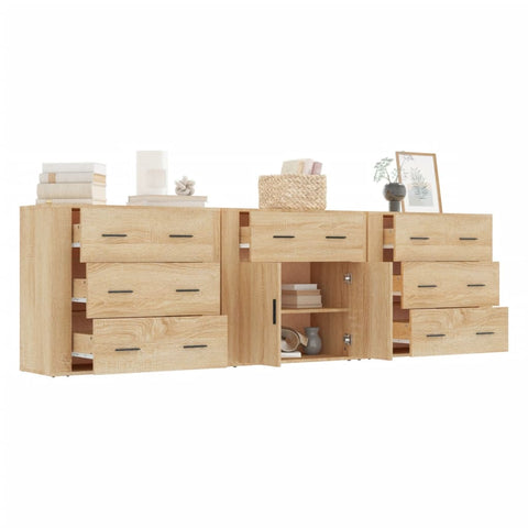 vidaXL Sideboards 3 Stk. Sonoma-Eiche Holzwerkstoff