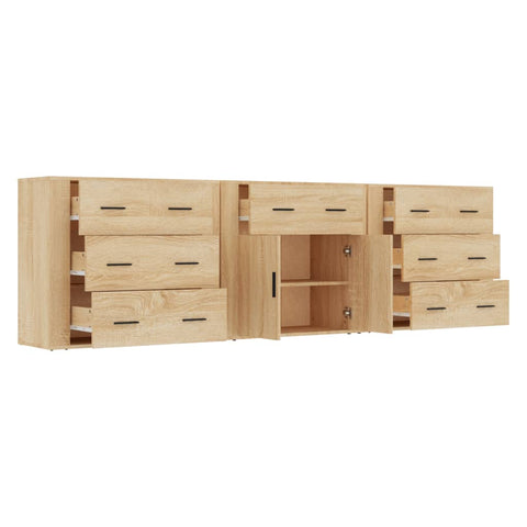 vidaXL Sideboards 3 Stk. Sonoma-Eiche Holzwerkstoff