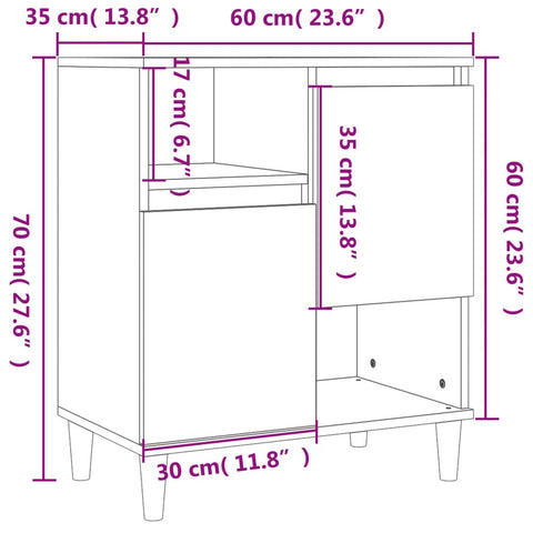 vidaXL Sideboards 2 Stk. Schwarz 60x35x70 cm Holzwerkstoff