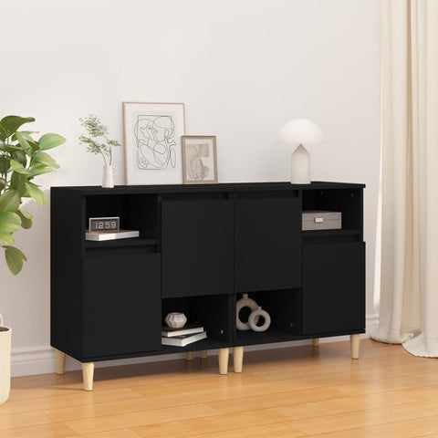 vidaXL Sideboards 2 Stk. Schwarz 60x35x70 cm Holzwerkstoff