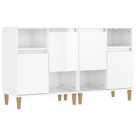 vidaXL Sideboards 2 Stk. Hochglanz-Weiß 60x35x70 cm Holzwerkstoff