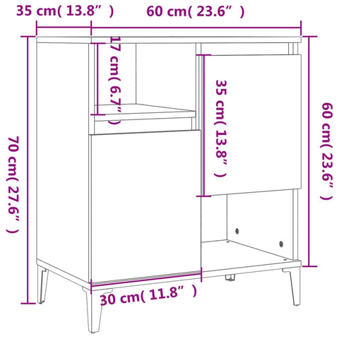 vidaXL Sideboards 2 Stk. Schwarz 60x35x70 cm Holzwerkstoff