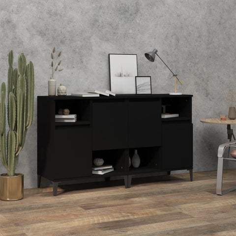 vidaXL Sideboards 2 Stk. Schwarz 60x35x70 cm Holzwerkstoff