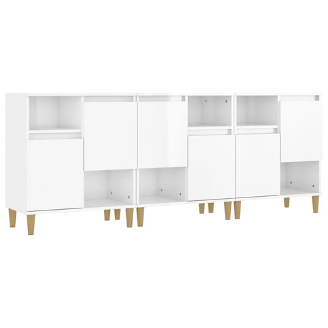 vidaXL Sideboards 3 Stk. Hochglanz-Weiß 60x35x70 cm Holzwerkstoff