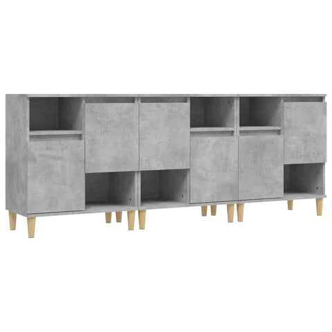 vidaXL Sideboards 3 Stk. Betongrau 60x35x70 cm Holzwerkstoff