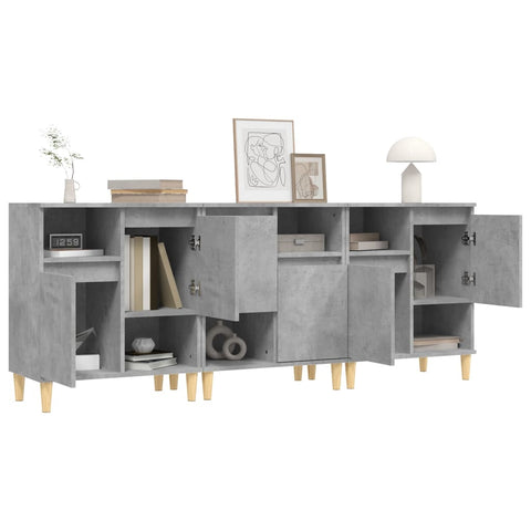 vidaXL Sideboards 3 Stk. Betongrau 60x35x70 cm Holzwerkstoff