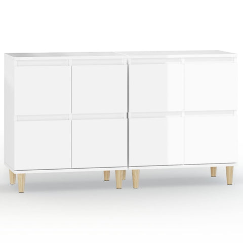 vidaXL Sideboards 2 Stk. Hochglanz-Weiß 60x35x70 cm Holzwerkstoff