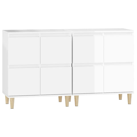 vidaXL Sideboards 2 Stk. Hochglanz-Weiß 60x35x70 cm Holzwerkstoff