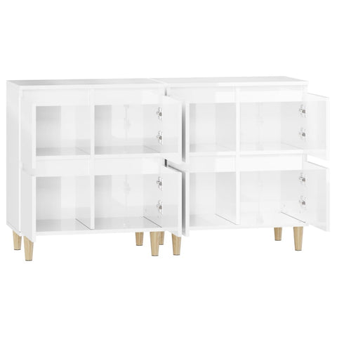 vidaXL Sideboards 2 Stk. Hochglanz-Weiß 60x35x70 cm Holzwerkstoff