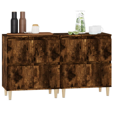 vidaXL Sideboards 2 Stk. Räuchereiche 60x35x70 cm Holzwerkstoff