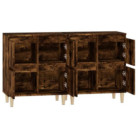 vidaXL Sideboards 2 Stk. Räuchereiche 60x35x70 cm Holzwerkstoff