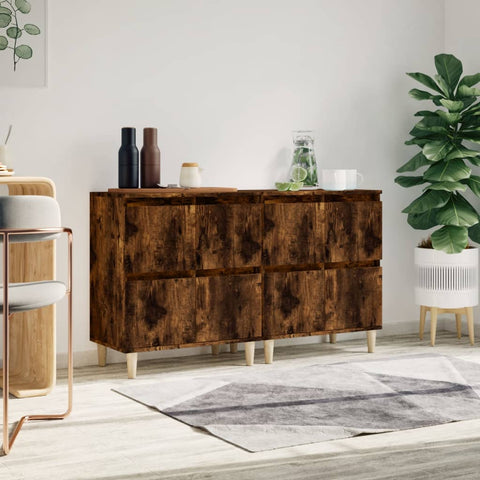 vidaXL Sideboards 2 Stk. Räuchereiche 60x35x70 cm Holzwerkstoff