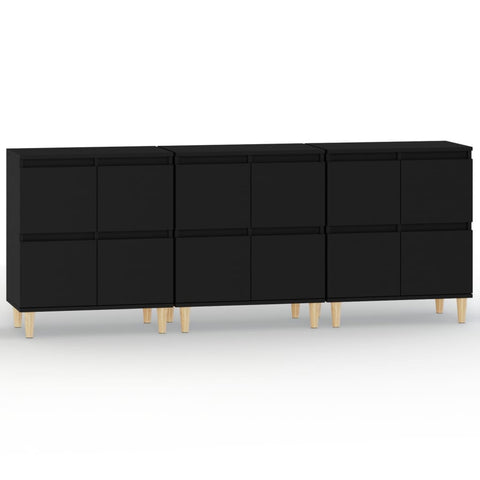 vidaXL Sideboards 3 Stk. Schwarz 60x35x70 cm Holzwerkstoff