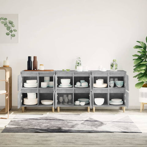 Sideboards 3 Stk. Betongrau 60x35x70 cm Holzwerkstoff