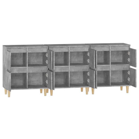 Sideboards 3 Stk. Betongrau 60x35x70 cm Holzwerkstoff