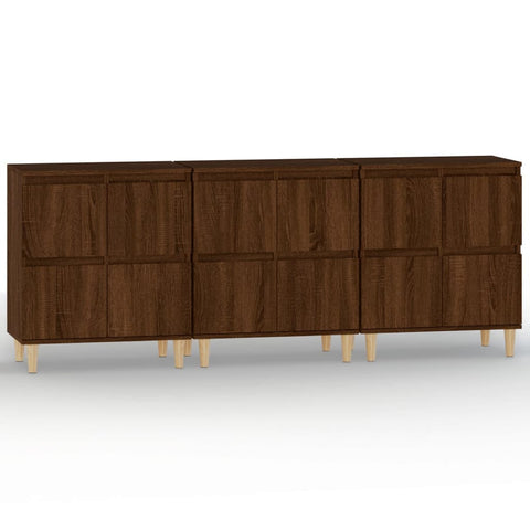 Sideboards 3 Stk. Braun Eichen-Optik 60x35x70 cm Holzwerkstoff